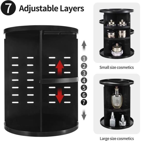 360 Rotating Makeup Organizer,DIY Adjustable Spinning Holder,Foldable Cosmetic - Picture 3 of 7
